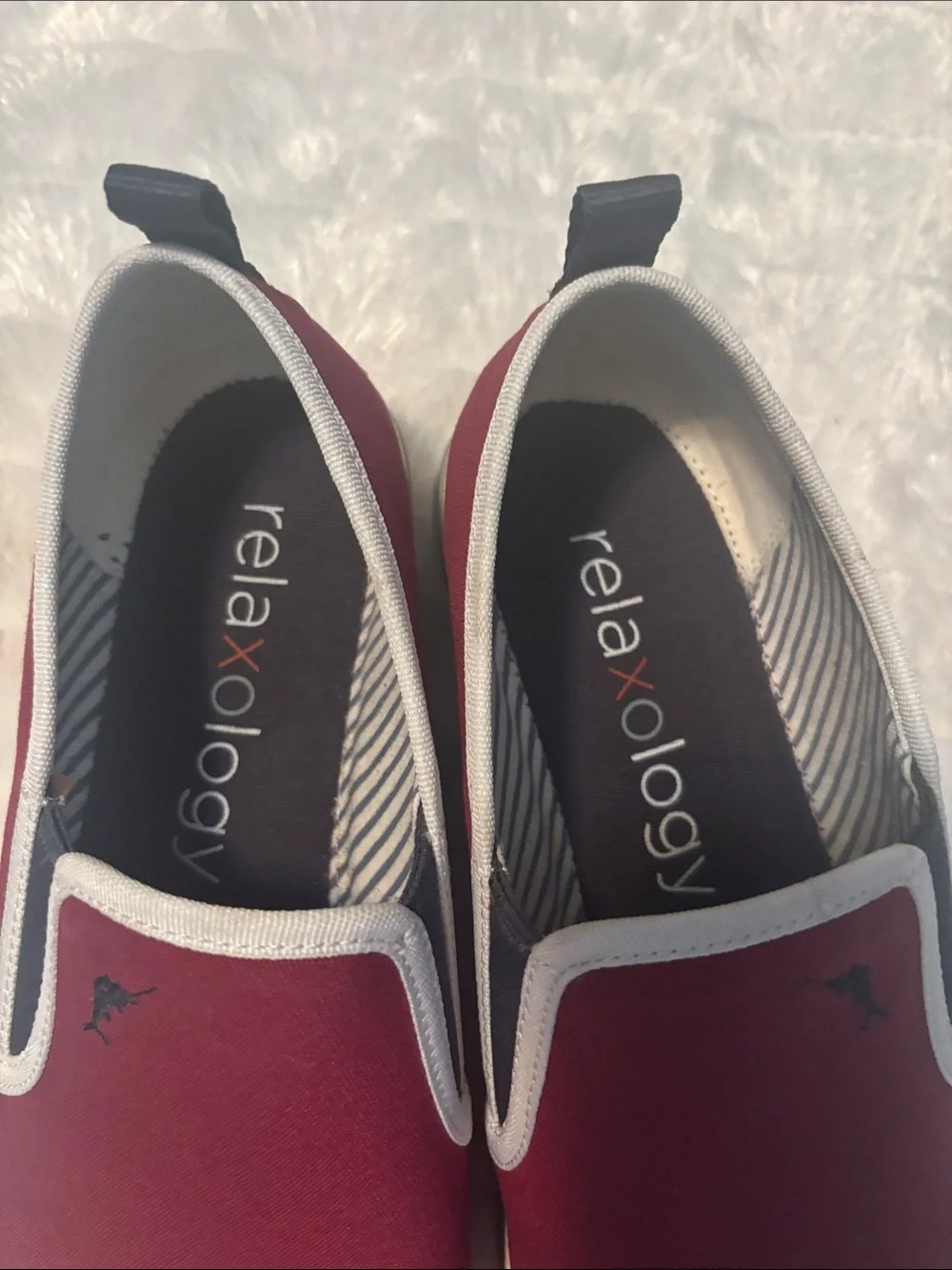Tommy Bahama Men's Slip-On Loafers in Burgundy with White Trim